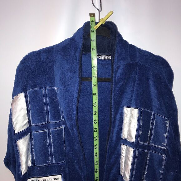 Doctor Who Tardis Bath Robe Blue Size Small BBC *flaws Read* Belt‎ Tie Replaced - Picture 13 of 14